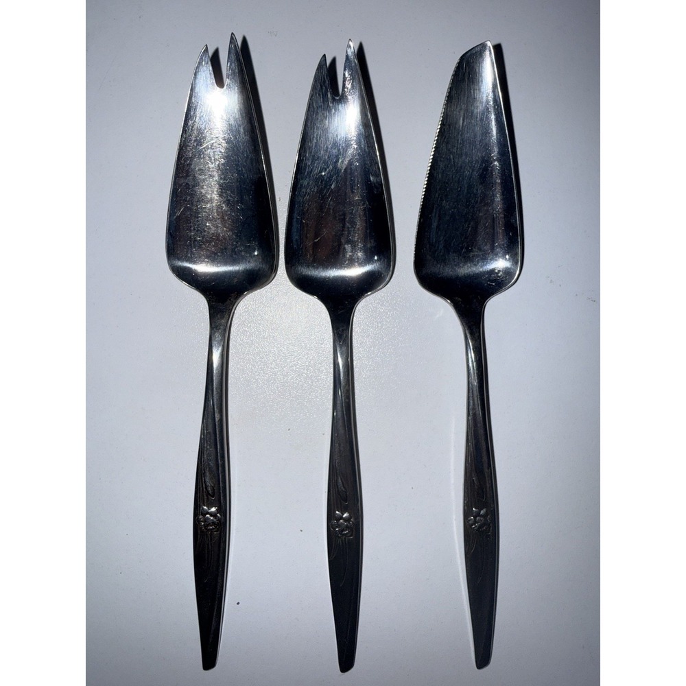 3 International 1847 Rogers Bros Stainless - SPRING CHARM - Cheese Serving‎ Fork